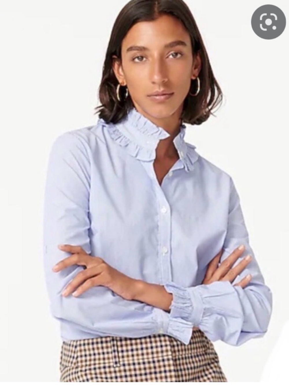 NEW J. CREW RUFFLE NECK CLASSIC SHIRT IN STRIPE Old Collection serie